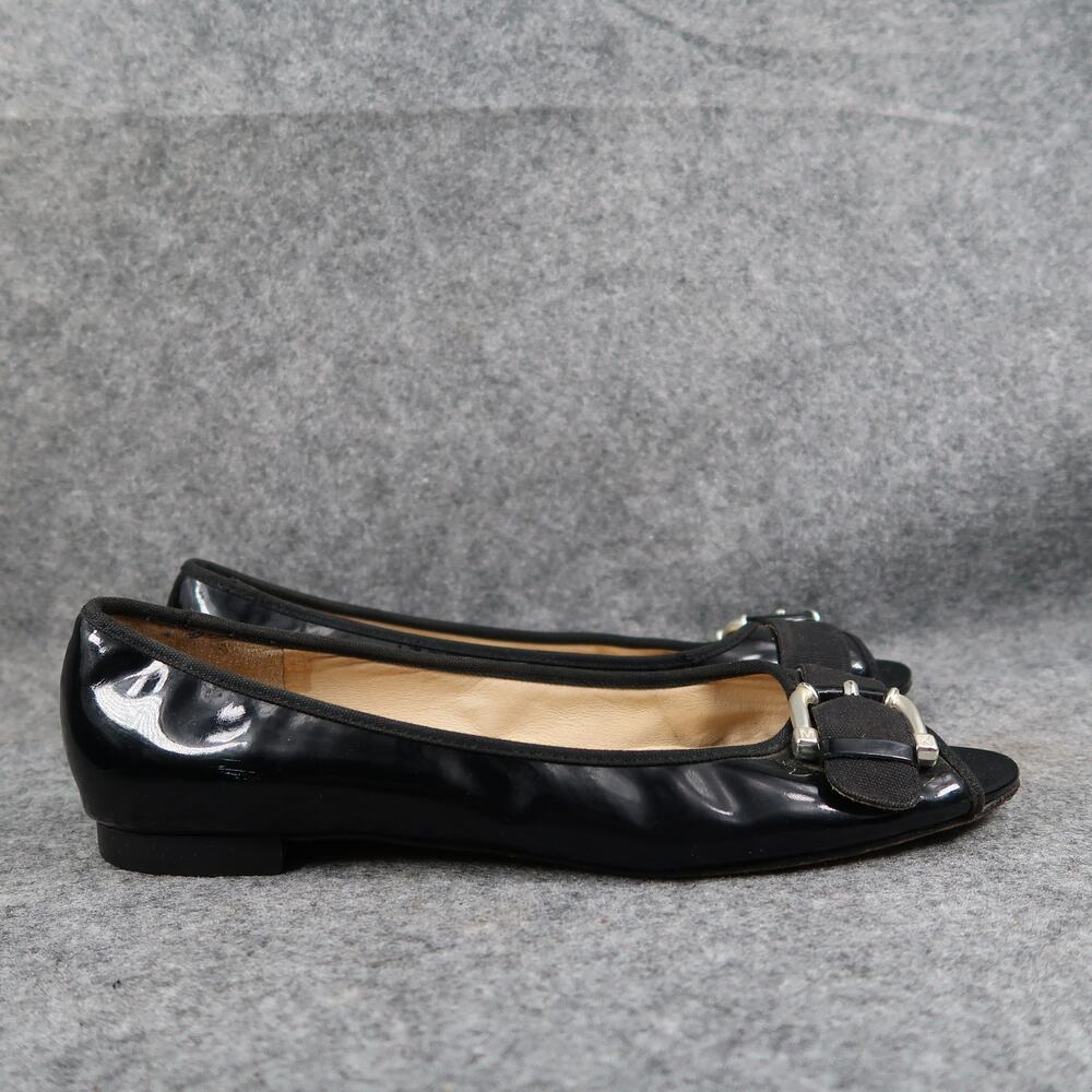 Michael Kors Shoes Womens 10 Flats Slip On Open Toe Fashion Leather Patent Black